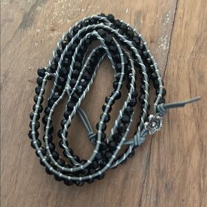 Black and Gray Beaded Wrap Bracelet
